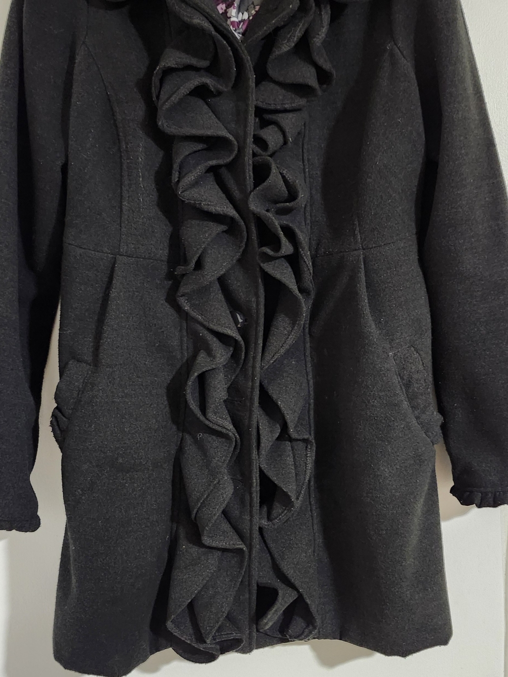 Candie's Black Peacoat with Bow Back Detail